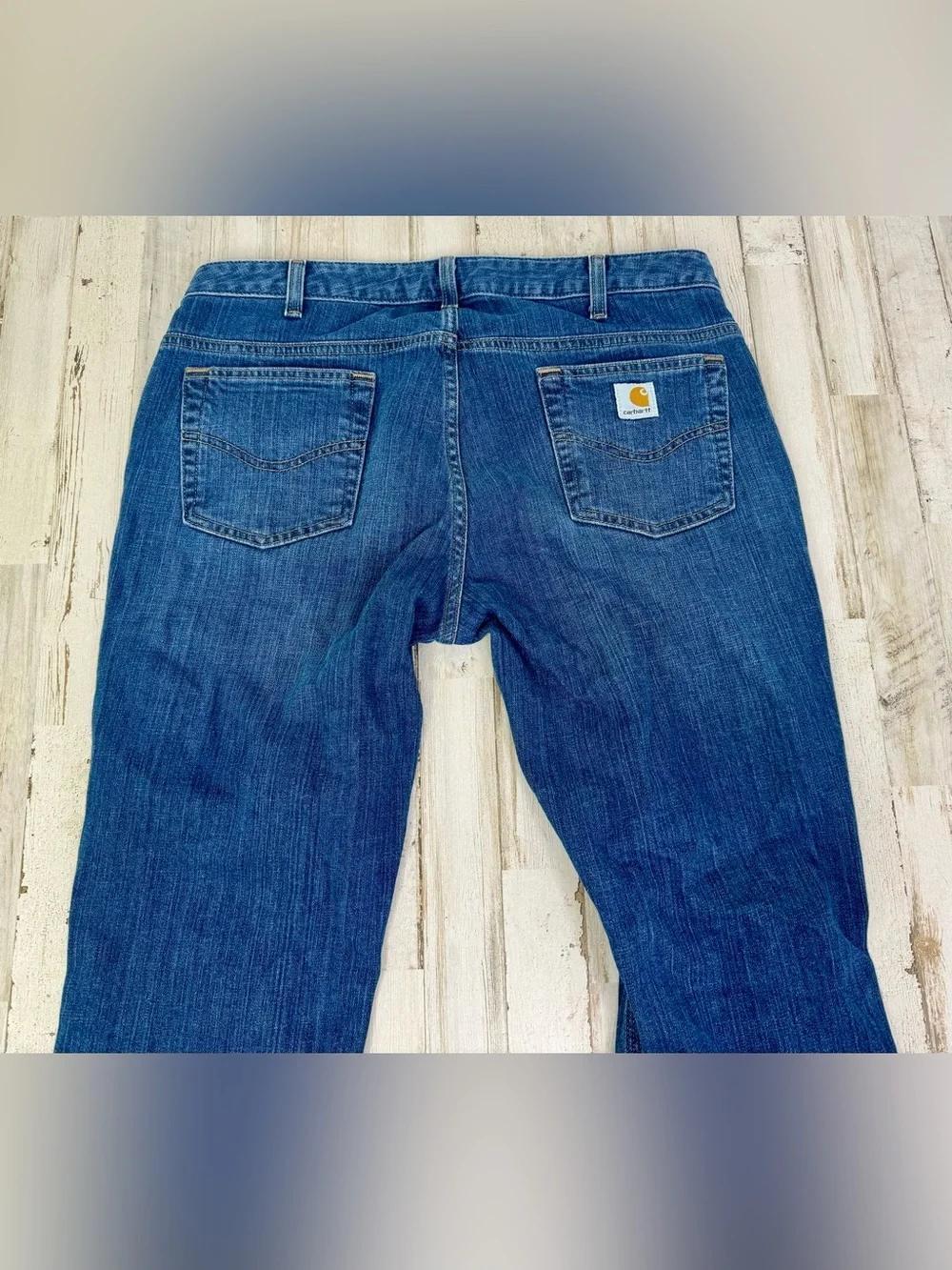 Carhartt Jeans Womens 12 (36x32) Blue Denim Pants Outdoors Workwear Cotton